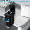QSFWCSM 2 Pack Bathroom Trash can,Smart Touchless Trash Can,Automatic Motion Sensor Trash Bin with Lid,2.4 Gallon Garbage Can, Kitchen, Bathroom, Office, Bedroom Trash can (Black+Black) view 2
