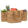 VeraMia Canvas Grocery Bag 3pc Jumbo Set with Real Pockets, Long Shoulder Strap and Short Handle. Reusable Shopping Bags for Groceries Heavy Duty, Foldable, Washable, Grocery Tote Bag (Light Brown) view 1