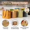 VeraMia Canvas Grocery Bag 3pc Jumbo Set with Real Pockets, Long Shoulder Strap and Short Handle. Reusable Shopping Bags for Groceries Heavy Duty, Foldable, Washable, Grocery Tote Bag (Light Brown) view 4