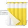 No Hook Shower Curtains with Snap in Liner, Yellow Waterproof Fabric Shower Curtain, Pure Yellow Solid Color Simple Minimalism Art Double Layers & See-Through Top Window Bathroom Curtains 60''x72'' view 1