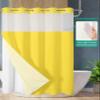 No Hook Shower Curtains with Snap in Liner, Yellow Waterproof Fabric Shower Curtain, Pure Yellow Solid Color Simple Minimalism Art Double Layers & See-Through Top Window Bathroom Curtains 60''x72'' view 2