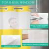 No Hook Shower Curtains with Snap in Liner, Yellow Waterproof Fabric Shower Curtain, Pure Yellow Solid Color Simple Minimalism Art Double Layers & See-Through Top Window Bathroom Curtains 60''x72'' view 4