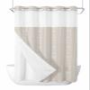 PIEPLE No Hook Shower Curtains with Snap in Liner, Boho Beige Stripes Waterproof Fabric Shower Curtain, Modern Bohemian Art Texture Double Layers & See-Through Top Window Bathroom Curtains 72''x84'' view 1