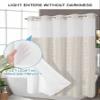 PIEPLE No Hook Shower Curtains with Snap in Liner, Boho Beige Stripes Waterproof Fabric Shower Curtain, Modern Bohemian Art Texture Double Layers & See-Through Top Window Bathroom Curtains 72''x84'' view 4