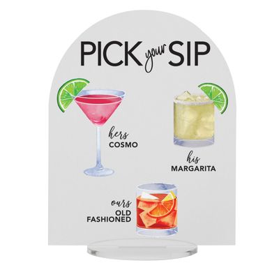 Elation Factory Co. Signature Cocktail Sign | Acrylic Wedding Bar Menu | Bar Menu Sign | Bar Sign |14" H x 11" W Frosted Dome Acrylic Signature Drink Sign
