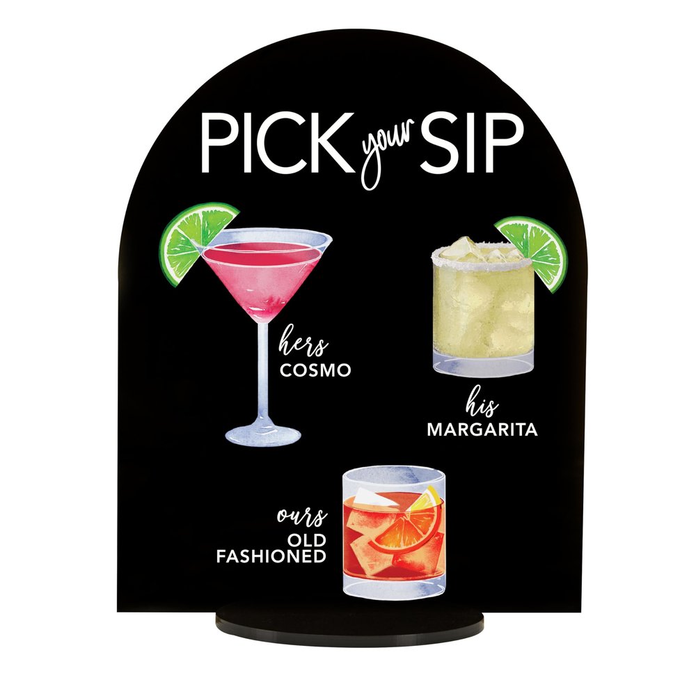 Signature Cocktail Sign | Acrylic Wedding Bar Menu | Bar Menu Sign | Bar Sign | 10"H x 8"W Black Dome Acrylic Signature Drink Sign