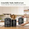 noonberry Kitchen Canisters for Countertop 3-Piece Airtight Canister Set for the Kitchen Counter with Utensil Holder Flour Sugar Containers Matte Black Finish view 2