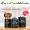 noonberry Kitchen Canisters for Countertop 3-Piece Airtight Canister Set for the Kitchen Counter with Utensil Holder Flour Sugar Containers Matte Black Finish view 3
