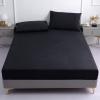 KECAPTY Fitted Sheet Full Mattress,Solid Color Polyester Fiber Brushed Waterproof Bedding Sheets, Elderly Kids Urine-Proof Mattress Protector,Black,160 * 200cm+30cm (3pcs) view 1