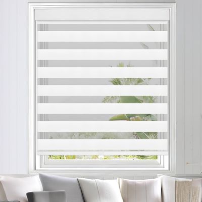 Cordless Zebra Blinds Zebra Window Blinds, Shades for Living Room, Bedroom, Kitchen, Dining Room, Office, Bathroom, Outdoor White 35" Wx 95" H