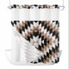No Hook Shower Curtains with Snap in Liner, Brown Black Aztec Southwest Waterproof Fabric Shower Curtain, Boho Modern Abstract Art Double Layers & See-Through Top Window Bathroom Curtains 60''x72'' view 1