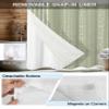 No Hook Shower Curtains with Snap in Liner, Boho Sage Green Stripes Waterproof Fabric Shower Curtain, Modern Bohemian Art Texture Double Layers & See-Through Top Window Bathroom Curtains 60''x72'' view 3