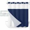 No Hook Shower Curtains with Snap in Liner, Navy Blue Waterproof Fabric Shower Curtain, Pure Blue Solid Color Simple Minimalism Art Double Layers & See-Through Top Window Bathroom Curtains 60''x72'' view 1