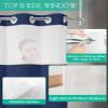 No Hook Shower Curtains with Snap in Liner, Navy Blue Waterproof Fabric Shower Curtain, Pure Blue Solid Color Simple Minimalism Art Double Layers & See-Through Top Window Bathroom Curtains 60''x72'' view 4