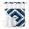 No Hook Shower Curtains with Snap in Liner, Blue Black Aztec Southwest Waterproof Fabric Shower Curtain, Boho Modern Abstract Art Double Layers & See-Through Top Window Bathroom Curtains 60''x72'' view 1