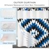 No Hook Shower Curtains with Snap in Liner, Blue Black Aztec Southwest Waterproof Fabric Shower Curtain, Boho Modern Abstract Art Double Layers & See-Through Top Window Bathroom Curtains 60''x72'' view 2