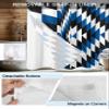 No Hook Shower Curtains with Snap in Liner, Blue Black Aztec Southwest Waterproof Fabric Shower Curtain, Boho Modern Abstract Art Double Layers & See-Through Top Window Bathroom Curtains 60''x72'' view 3