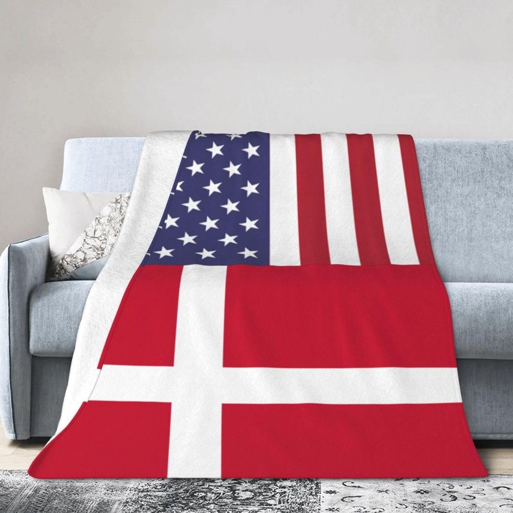 America Denmark Friendship Flag Ultra-Soft Micro Flannel Blanket 50x40 inch Throw Blankets for Bedroom Sofa