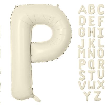 YUNSHANGMO Letter balloons 40 Inch Cream White Alphabet Balloons Beige Giant Foil for Wedding, Birthday, Bridal or Baby Shower Party Letter P Balloon