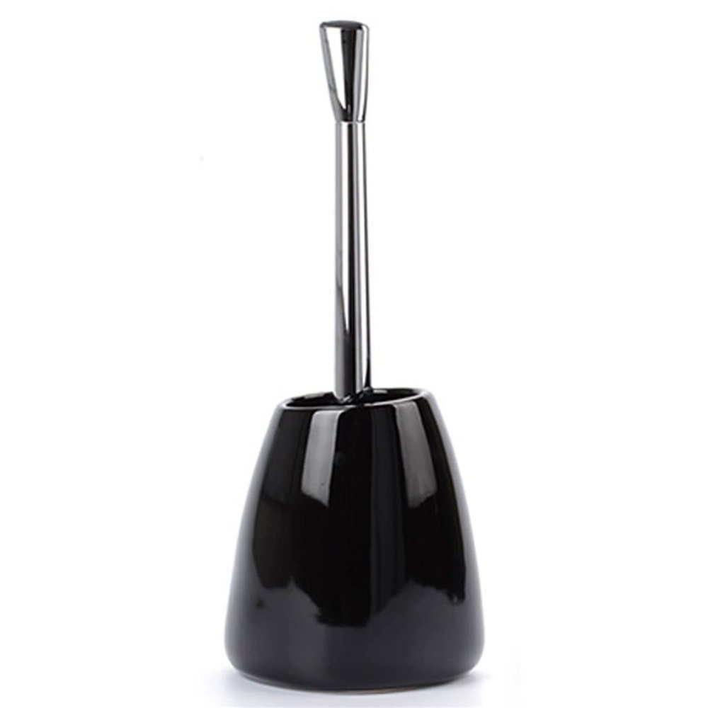 KOOFUR Toilet Brush Holder Toilet Brush,Plastic Plating Handle Hidden Compact Toilet Brush Bright Glazed Ceramic BaseToilet Brush for Bathroom Restroom Deep Cleaning Toilet Brush Holders(B)