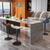 JOYNOW Bancos para Barra Fashion Light Luxury Bar Chair Household Swivel Lift High Chair Bar Stool Stainless Steel Island Chair High Top Bar Stools(E) view 4
