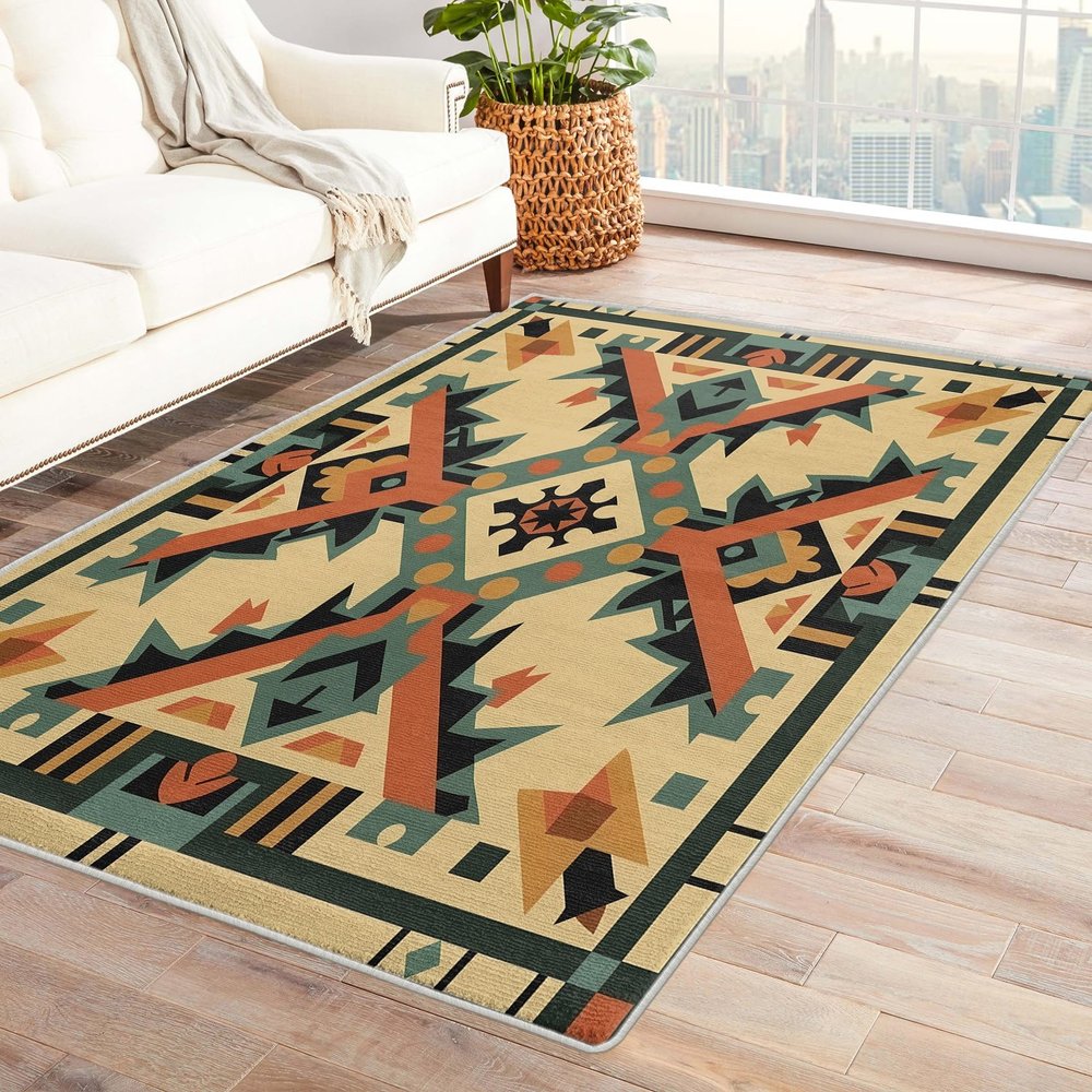 TANTANICAL Aztec Rug 4x6, Western Rugs for Bedroom Living Room, Southwestern Area Rug, Native American Decor, Indoor Floor Carpet, Washable Non Slip Stain Resistant
