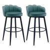 SXRLBM 360 Swivel Bar Stools Set of 2, Modern Pu Leather Counter Height Bar Stools with Back, Armless Bar Chairs for Pub Kitchen Dining Room(Blue-green,62cm), 342345 view 1