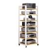 BYZOMU 7 Tier 55 Inch Tall Audio Equipment Rack Rolling Cart, Large Stereo Cabinets Turntable Record Player Shelf AV Media Tower with Storage, Office Home Bedroom Living Room(White) view 1