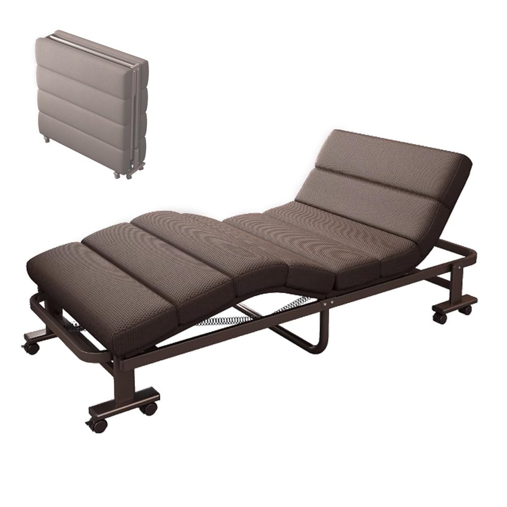 Fold up Beds for Adults with Pulleys Multi Angle Head and Foot Tilt Adjustment Space Saving Guest Bed Queen Size Folding Bed with Boosters Spring(187 * 70 * 35cm)
