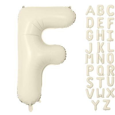 YUNSHANGMO Letter balloons 40 Inch Cream White Alphabet Balloons Beige Giant Foil for Wedding, Birthday, Bridal or Baby Shower Party Letter F Balloon