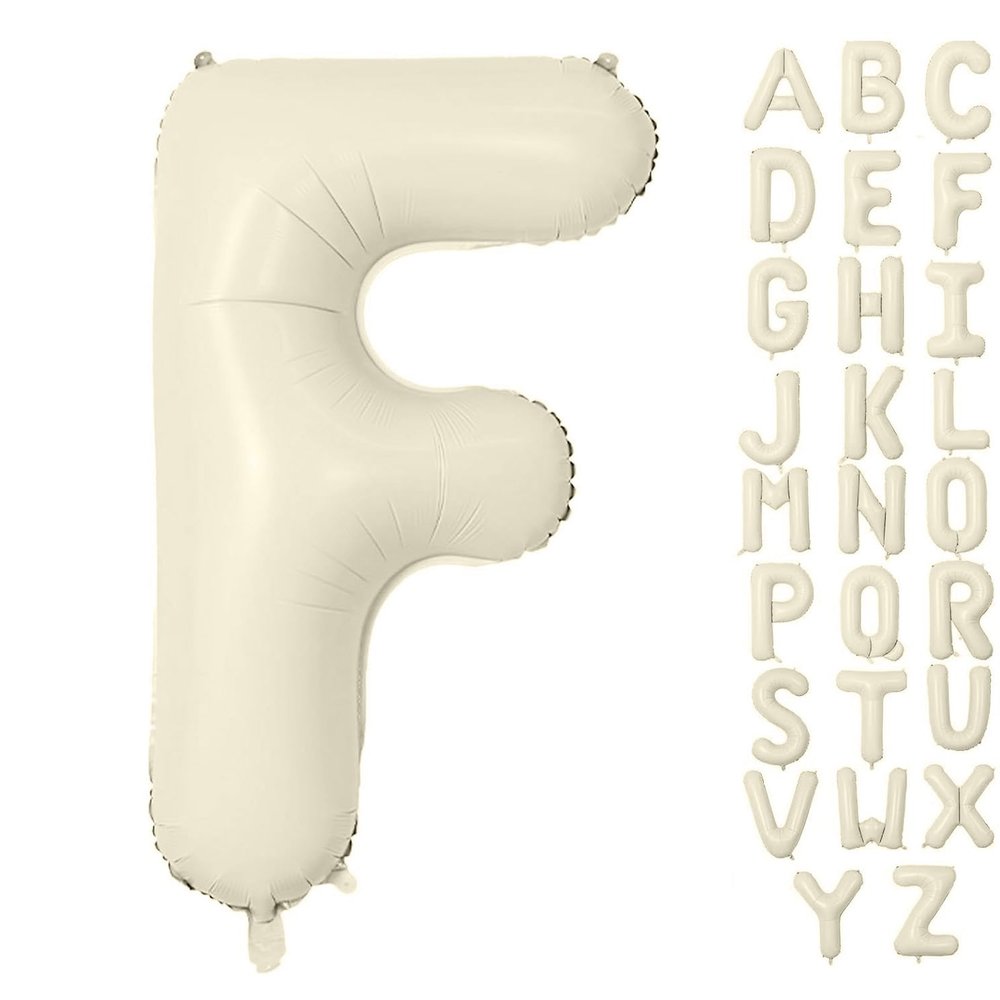 YUNSHANGMO Letter balloons 40 Inch Cream White Alphabet Balloons Beige Giant Foil for Wedding, Birthday, Bridal or Baby Shower Party Letter F Balloon