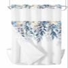 Christmas No Hook Shower Curtain with Snap in Liner, Eucalyptus Leaf Berry Pine Cone Winter Snowflake See Through Mesh Top Window Shower Curtain for Bathroom, Waterproof&Machine Washable 72" x 84" view 1