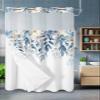 Christmas No Hook Shower Curtain with Snap in Liner, Eucalyptus Leaf Berry Pine Cone Winter Snowflake See Through Mesh Top Window Shower Curtain for Bathroom, Waterproof&Machine Washable 72" x 84" view 2