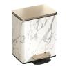 GLigeT Garbage Can Luxury Marble Patterned Trash Can with LidStainless Steel Step-on Garbage Bin with Soft Close Lid, Foot Pedal and Inner Bucket for Home, Office Trash Bin(White,15L) view 1