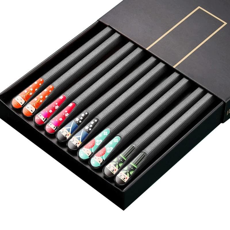 DJFKDYHPE 5Pairs Chopsticks Resistant Reusable for Sushi Chopsticks Food Chopsticks Tableware Kitchen Supplies(5 Pairs KATONG2)