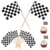100pcs Mini Checkered Toothpick Flags, Black&White Mini Flags on Sticks Double Sided Food Labels for Party Buffet Race Car Cupcake Toppers for Decoration Dishes Fruit Platter view 1