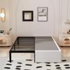 Maenizi Cal King Bed Frame with White Fabric Cover, 14 Inch Heavy Duty Metal Platform Support Up to 3000 lbs with Steel Slats, No Box Spring Needed, Easy Assembly, Noise Free, Black view 1
