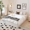 Maenizi Cal King Bed Frame with White Fabric Cover, 14 Inch Heavy Duty Metal Platform Support Up to 3000 lbs with Steel Slats, No Box Spring Needed, Easy Assembly, Noise Free, Black view 3