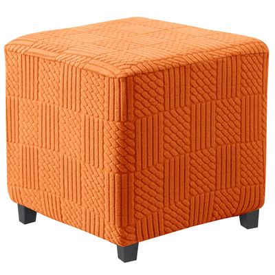 Bifaunvogel Ottoman Cover Square Stretch Foot Stool Ottoman Slipcovers Square Foot Rest Covers Protector with Elastic Band Washable Storage Ottoman Cover S Orange
