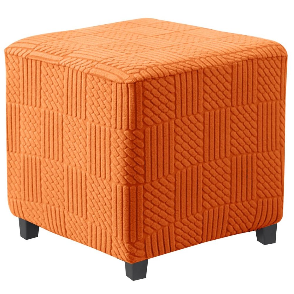 Bifaunvogel Ottoman Cover Square Stretch Foot Stool Ottoman Slipcovers Square Foot Rest Covers Protector with Elastic Band Washable Storage Ottoman Cover S Orange