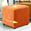 Bifaunvogel Ottoman Cover Square Stretch Foot Stool Ottoman Slipcovers Square Foot Rest Covers Protector with Elastic Band Washable Storage Ottoman Cover S Orange view 4