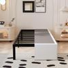 Maenizi Twin Bed Frame with White Fabric Cover 14 Inch, Heavy Duty Metal Bed Frame Twin, No Box Spring Needed, Support Up to 2500 lbs, Easy Assembly, Noise Free, Black view 1
