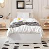 Maenizi Twin Bed Frame with White Fabric Cover 14 Inch, Heavy Duty Metal Bed Frame Twin, No Box Spring Needed, Support Up to 2500 lbs, Easy Assembly, Noise Free, Black view 3