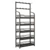 4 5 Tiers Commercial Retail Rack Display Stand, Supermarket Snack Shelf with 10 Hooks, Metal Chip Bag Holder with Guardrail for Home/ Kitchen/ Pantry/ Convenience Stores(5 Tier Black,L 60cm/23.6in) view 1