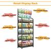 4 5 Tiers Commercial Retail Rack Display Stand, Supermarket Snack Shelf with 10 Hooks, Metal Chip Bag Holder with Guardrail for Home/ Kitchen/ Pantry/ Convenience Stores(5 Tier Black,L 60cm/23.6in) view 2