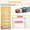4 5 Tiers Commercial Retail Rack Display Stand, Supermarket Snack Shelf with 10 Hooks, Metal Chip Bag Holder with Guardrail for Home/ Kitchen/ Pantry/ Convenience Stores(5 Tier Black,L 60cm/23.6in) view 4