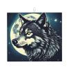 NOUZU Wolf Night Moon Print Dish Drying Mat, Microfiber Kitchen Counter Mat, Slip Resistant Dishwashing Mat 16x18in, Black view 1