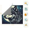 NOUZU Wolf Night Moon Print Dish Drying Mat, Microfiber Kitchen Counter Mat, Slip Resistant Dishwashing Mat 16x18in, Black view 3