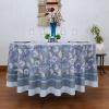 60 Inches Round Hand Block Printed Cotton Tablecloth, White Purple Floral Table Cloths Washable, Indian Table Linen for Valentine Gifts Home Decor Dinning Outdoor view 1