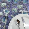 60 Inches Round Hand Block Printed Cotton Tablecloth, White Purple Floral Table Cloths Washable, Indian Table Linen for Valentine Gifts Home Decor Dinning Outdoor view 3